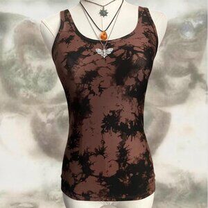 Y2K Grunge Brown & Black Tie Dye Tank Top – XS